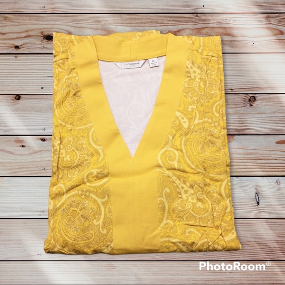 Liz Claiborne New York 3/4 Sleeve Paisley Print Knit Tunic NWT 2X Yellow A239002 - Picture 6 of 12